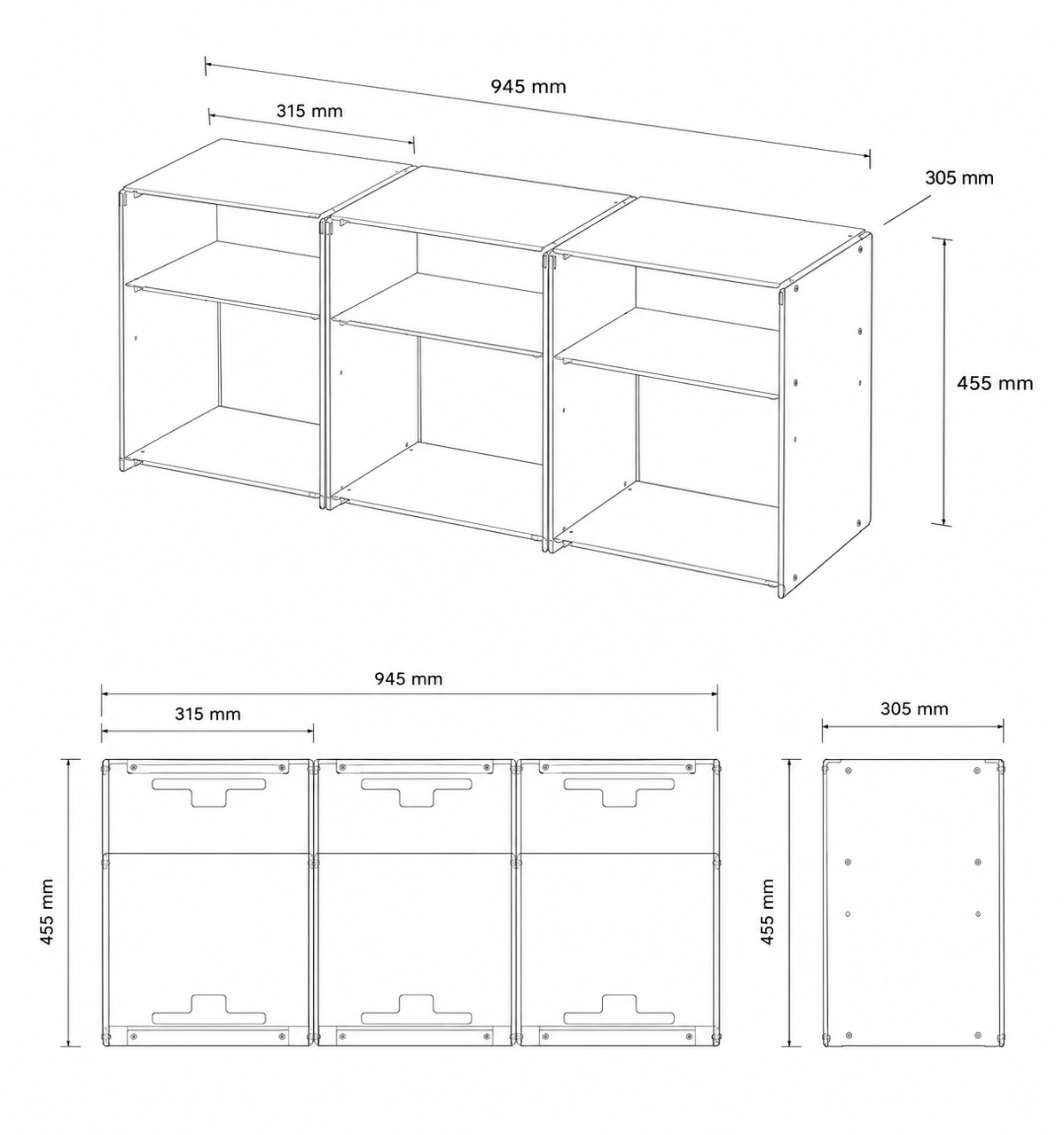 ASPEKT modular table - Stainless set of 3